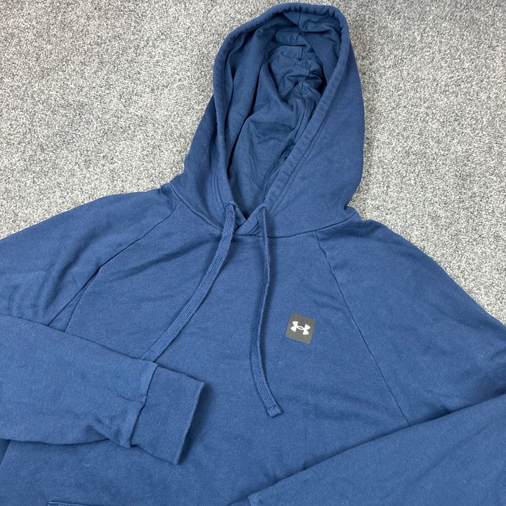 Under Armour Mens Size Large Rival Fleece Hoodie Navy Blue Loose Fit Pullover